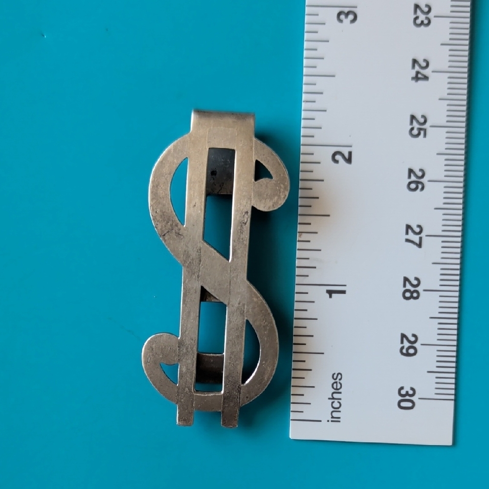 Vintage Sterling Silver Dollar Sign Money Clip - Picture 3 of 4